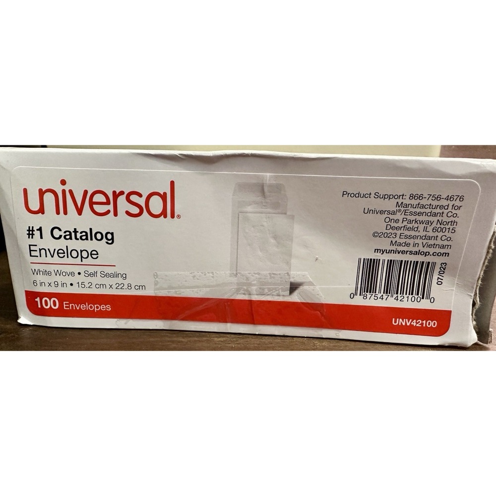 Universal 42100 #1 Square Flap 6" x 9" Catalog Envelopes -โ White (100/Box) New